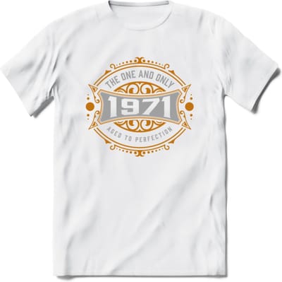 1971 The One And Only T-Shirt | Goud - Zilver | Grappig Verjaardag  En  Feest Cadeau | Dames - Heren | - Wit - XL
