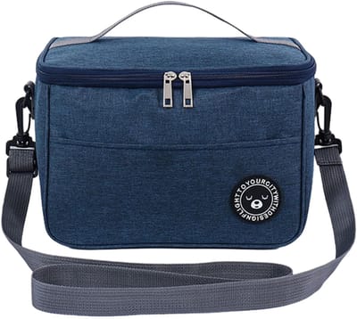 EXCITAT Kleine koeltas - Lunchboxtas - Geïsoleerde lunchtas - Opvouwbaar - Lunchtas - Draagbare lunchboxtas - voor werk, reizen, kantoor, picknick - Marineblauw