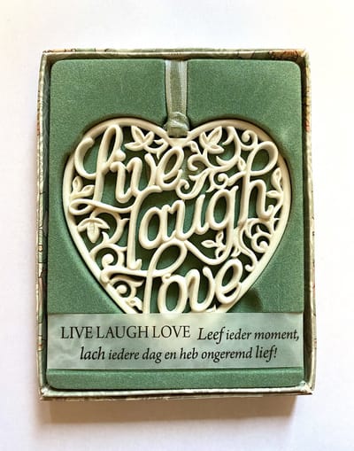 H&&H - Inspirerende woorden - Hanger - Live, Laugh, Love - Gift - Hart - Spreuken - Spreuktegel