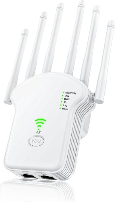 Ultra WiFi Repeater - 2024 Versie - 1200 Mbps - WPS Knop - WiFi Extender - Super WiFi Booster - Geschikt voor 2.4 Ghz en 5.0 Ghz
