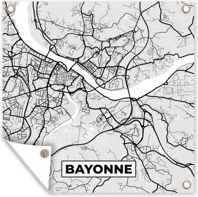 Tuin poster Frankrijk - Bayonne - Stadskaart - Plattegrond - Kaart - 200x200 cm - Tuindoek
