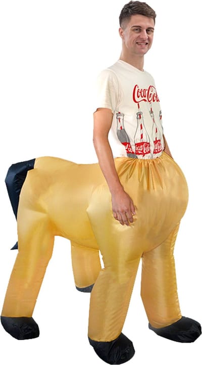 KIMU® Opblaas Kostuum Centaur - Opblaasbaar Pak - Centaurpak Mascotte Opblaaspak - Opblaasbare Half Paard Man Volwassenen Dames Heren Festival
