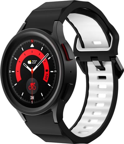 Siliconen bandje - geschikt voor Samsung Galaxy Watch 7 / Watch FE / Watch 6 / Watch 6 Classic / Watch 5 / Watch 5 Pro / Watch 4 / Watch 4 Classic - zwart-wit