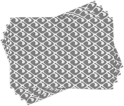 ABAKUHAUS Abstracte placemats, Illusie-Thema Modern, tafeldecoratie van kleurvaste stoffen voor eetkamer en keuken, antracietgrijs en wit