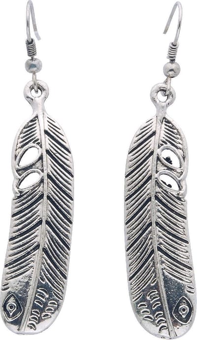 Behave - Oorhangers dames veervormig - Boho trend - Zilverkleur