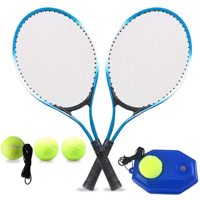 Raquettes de tennis pour enfants avec balle de tennis Entraîneur de tennis pour enfants débutants bleu