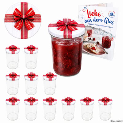 MamboCat 12-delige set sturzglazen 435 ml met TO 82 schroefdeksel cadeau I inmaakpotten + Diamant-suiker-receptboekje I voorraadpotten inkoken & conserveren