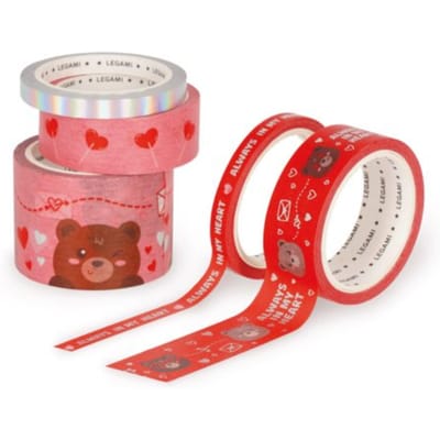 Legami set van 5 sticky washi tapes - teddy bear - tape by tape
