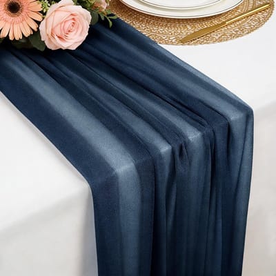 SnelShoppen - Table Runner Navy Blauw 77 x 300cm - Zachte Polyester Tafelloper voor Boho Bruiloft, Babyshower, Christening, Keuken Decoratie