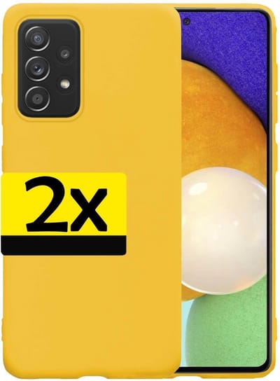 Hoesje - 2 Stuks - Geschikt voor Samsung Galaxy A52 - Sterk & Shockproof - Case Siliconen - Back Cover - Telefoon Hoes - Telefoonhoesjes - Geel