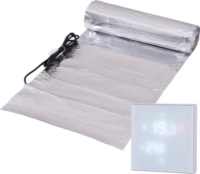 Complete elektrische vloerverwarming folie set, 150 watt incl Wifi thermostaat., 1 m², Wit
