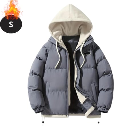 Livano Winterjas - Parka - Heren - Winter - Jas - Volwassen - Stijlvol - Met Capuchon - Gewatteerde Jas - Grijs - S