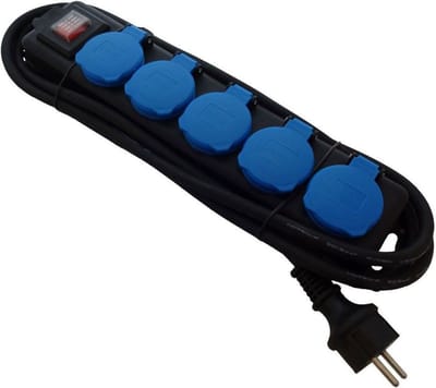 Stekkerdoos 5 voudig met schakelaar - 3 mtr aansluitkabel - 3 x 1.5 mm² - Max 3.500 watt - Zwart