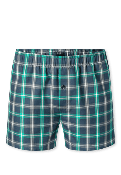 Boxershorts, set van 2, geweven stof, geruit patroon, blauw/groen - Boxershorts multipacks 140