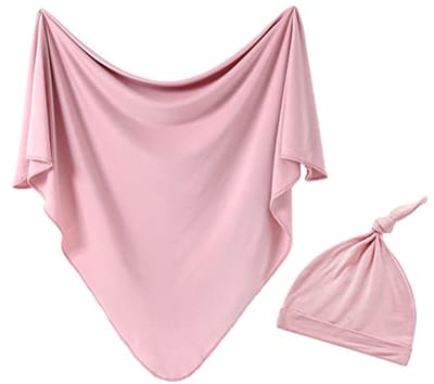 Baby Inbakerdeken met Hoed Set voor Pasgeborenen - Roze, 114x114cm, Ademend en Zacht
