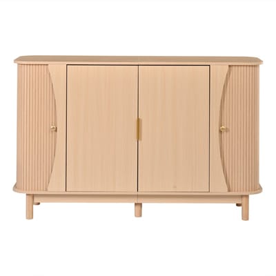 Dressoir - Opbergkast woonkamer MDF - Dressoir met lamellen deuren - Tv-meubel - 140x40x88 cm - Opbergen - Woonkamer Natuurhout