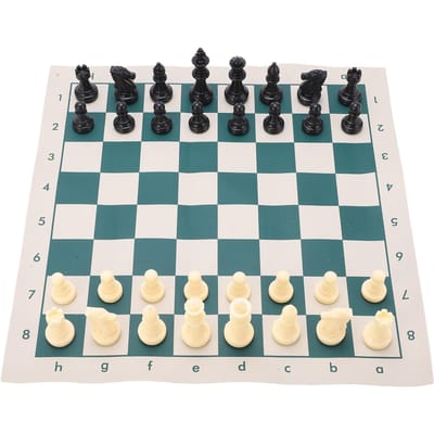 Draagbaar PVC-schaakspel, opvouwbaar en geschikt voor binnen- en buitenspelen en ontspanning. black