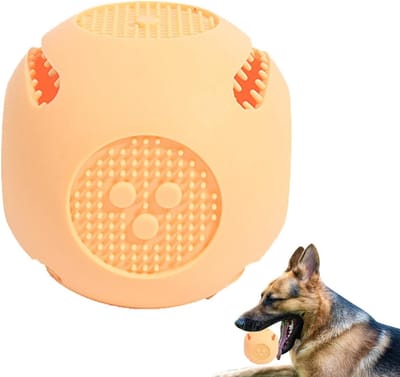 Honden Voerbal - Interactieve Puzzel - Langzaam Eten - Voorkomt Verstikking - 10 x 10 x 10 cm - Geel