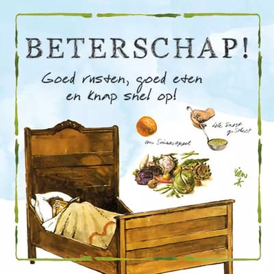 Comello - Wenskaart Rien Poortvliet - Beterschap - 10 x 10 cm - Blanco Binnenkant - Inclusief Envelop