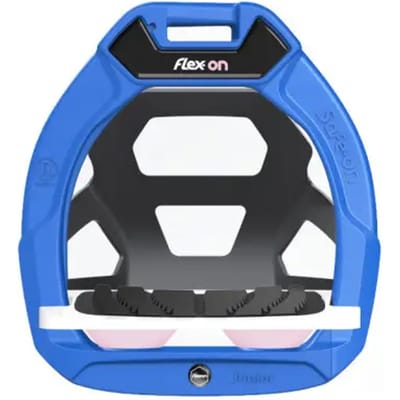 Plat Ultra Grip Veiligheids Stirrup Blauw/Wit/Zwart Flex-On Safe-On