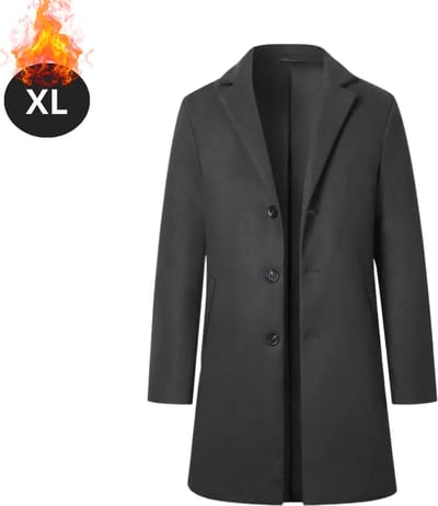 Livano Winterjas - Trenchcoat - Heren - Winter - Herfstjas - Volwassen - Stijlvol - Knopen - Donkergrijs - XL