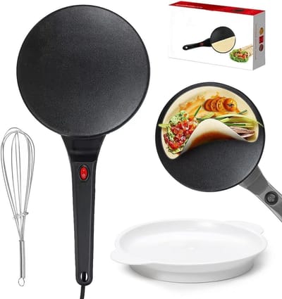 Elektrische Pannenkoekenpan - Crepe Maker - Snelle Ontbijtjes Maken - Automatische Temperatuurregeling - 20.5 cm Diameter - Zwart