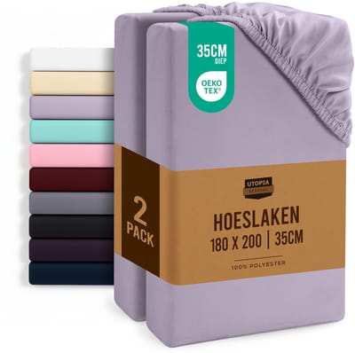 MTTproducts- Hoeslaken Onderhoudsvriendelijk - Set van 2 - Zacht Geborsteld Microvezel - 180 x 200 cm - Krimp- en Verkleuringsbestendig - 35 cm Diep - Bedlaken