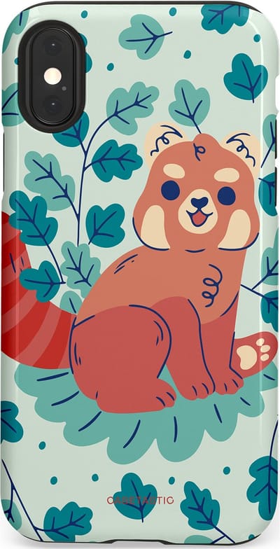 Casetastic Hoesje Geschikt voor Apple iPhone X/Xs - Stijlvolle Beschermende Duo-layer Case - Rode panda tuin