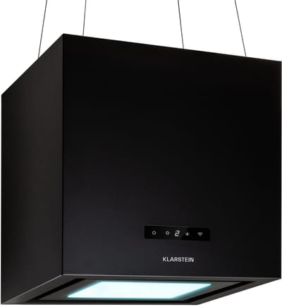 Klarstein Afzuigkap Kronleuchter Smart - Eilandafzuigkap - 595m³/h - App-Bediening - LED-paneel - Black - 40 cm 67 dB - voor Keuken - Recirculatie Koolstoffilter - WiFi - Dampkap - Wasemkap - Kookplaatafzuiging