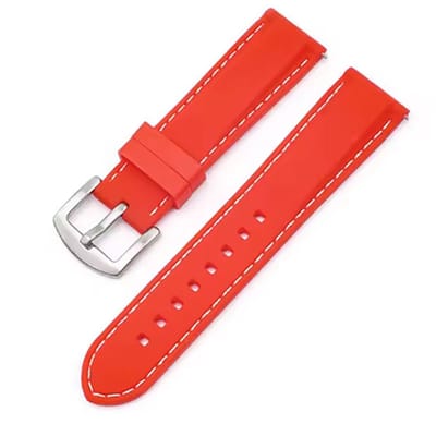 Actie4you® - Rubber Siliconen horlogeband - Geschikt voor o.a. op o.a Casio Seiko Citizen en alle andere merken – Universeel – 20MM – Rood met Witte stiksels