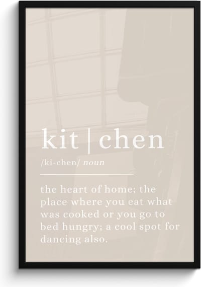 Fotolijst inclusief poster - Posterlijst 60x90 cm - Posters - Quote - Kitchen - Definitie - Beige - Foto in lijst - Keuken decoratie muur - Wanddecoratie accessoires - Muurdecoratie - Schilderijen