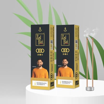 Zed Black 3in1 Bamboe Minder Rookwaren Stokjes Pak van 2 (100 gram x 2 = 200 gram)  Langdurige Geur voor Huis Meditatie Ontspanning