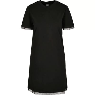 Urban Classics - Boxy Lace Hem Korte jurk - S - Zwart