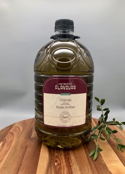 Authentic Flavours - Olijfolie Arbequina 5 Liter - Premium Extra Virgin Olijfolie - Vroege Oogst - Heerlijk evenwichtige, zachte olijfolie met een fris aroma en een licht kruidige toets.