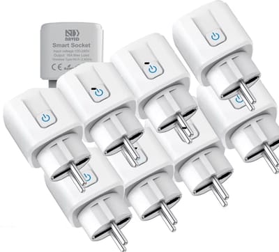 8-Pack Navid Slimme Stekker 16A – WiFi Smart Plugs met Energiemeter – Compatibel met Google Home & Alexa – iOS & Android