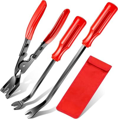 3-delige Set - Autobekleding Verwijderings Gereedschapsset - Auto Clip Tangen en Bevestigingsmiddelen Verwijderaar Set - Auto Klinknagel Verwijderaar - Wrikgereedschap Reparatieset met Opbergtas - voor Auto Paneelbekleding