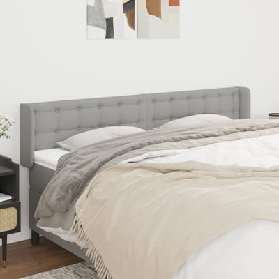 vidaXL - Hoofdbord - met - randen - 163x16x78/88 - cm - stof - lichtgrijs