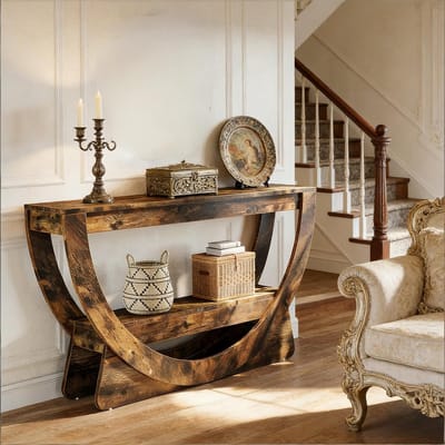 MIVRAY Tv Meubel - Landelijke Console Met Open Opbergruimte - Voor Woonkamer - MDF Donkerbruin - 160x30x80,5 Cm