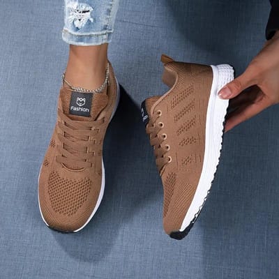 Ademende dames casual sportschoenen lichtgewicht, outdoor antislip flexibel comfortabel voor dames hardloopschoenen tennis 39 bruin