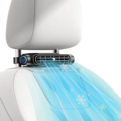 Auto ventilator-auto ventilator cooling-auto aircooler-Autoventilator met verstelbare luchtuitlaat-Mini draagbare achterbankkoelventilator-Stille hoofdsteun-nekventilator voor alle auto's - 3000 mAh - 18x8CM - Zwart