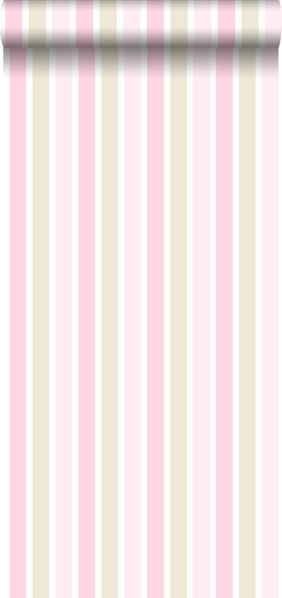 ESTAhome behang verticale strepen licht roze, beige en wit - 53 cm x 10.05 m - 138701