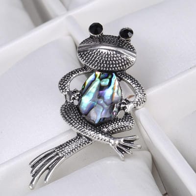 Hoogwaardige Abalone Broche Mode Exquise Retro Kikker Unisex Corsage Wilde Kledingaccessoires gray