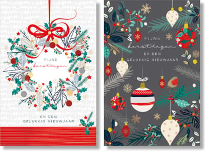 MGPcards - 2 doosjes à 10 Luxe dubbele wenskaarten - Kerst/Nieuwjaar - Foliebewerking - Witte envelop - 10.5 x 16 cm - 2 Motieven per doosje