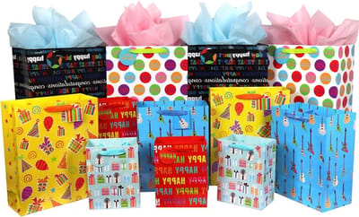Verjaardagscadeau Tassen - Geschenkzakjes Assortiment - Cadeaus Inpakken - Verschillende Maten - Extra Large tot Medium - Meerkleurig