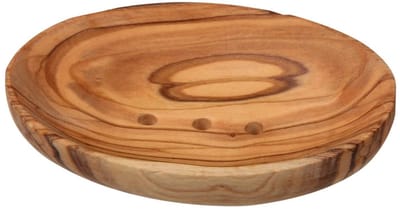 Ecologische Ovale kleine zeephouder van olijfhout 9x6 cm 38gr