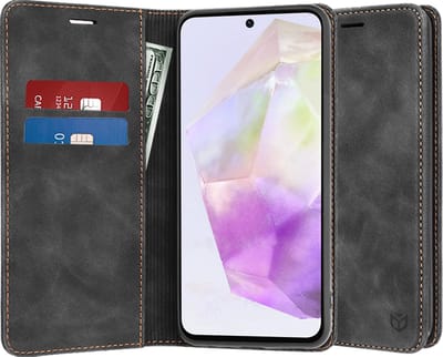 Hoesje geschikt voor Samsung Galaxy A36 - Techsuit Confy Book Wallet Case - Zwart