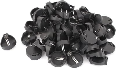 Batterijhouder Socket - Knopcel Houder - Printplaten Monteren - 2-Terminal Ontwerp - 50 Stuks - Zwart