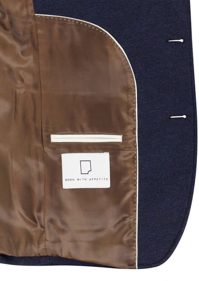 colbert Born With Appetite effen donkerblauw slim fit