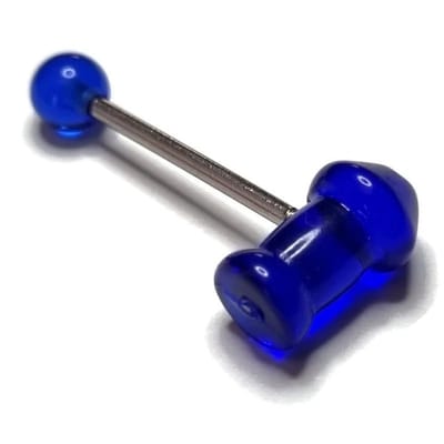 Aramat Jewels | Piercings | Grappige Donkerblauwe Tongpiercing van Acryl | | | |12mm | Staal | Volwassenen | Verkleurd niet