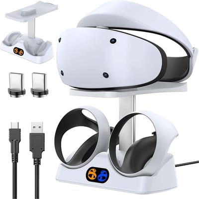 NAXSIR PS VR2 Laadstation | L & R Controller Laden | Met Headset - Plaat | LED Statusverlichting | Automatische Self - test | Type - C Inbegrepen